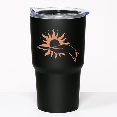 Boho Styled Open Palm Sun In Hand Tumbler