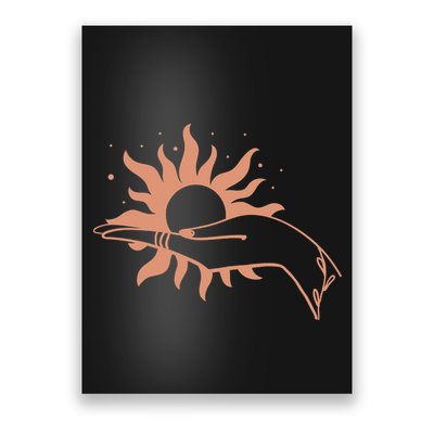 Boho Styled Open Palm Sun In Hand Poster