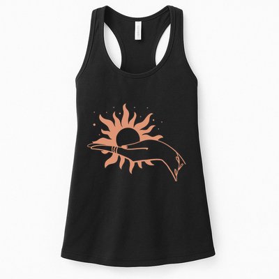 Boho Styled Open Palm Sun In Hand Womens Tank Top