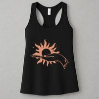 Boho Styled Open Palm Sun In Hand Womens Tank Top