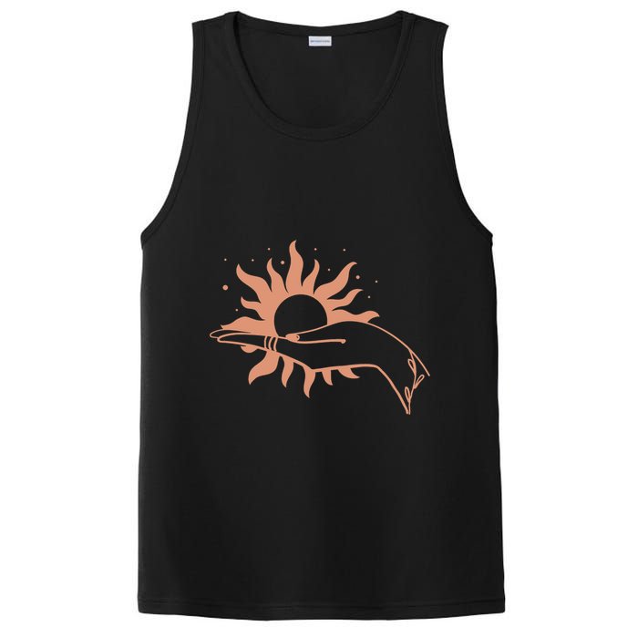 Boho Styled Open Palm Sun In Hand PosiCharge Competitor Tank