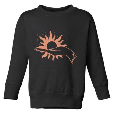 Boho Styled Open Palm Sun In Hand Toddler Sweatshirt