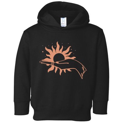 Boho Styled Open Palm Sun In Hand Toddler Hoodie