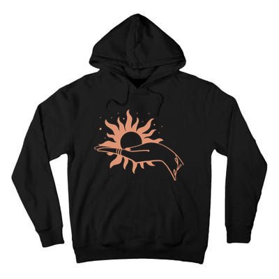 Boho Styled Open Palm Sun In Hand Tall Hoodie