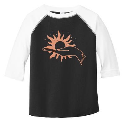 Boho Styled Open Palm Sun In Hand Toddler Fine Jersey T-Shirt