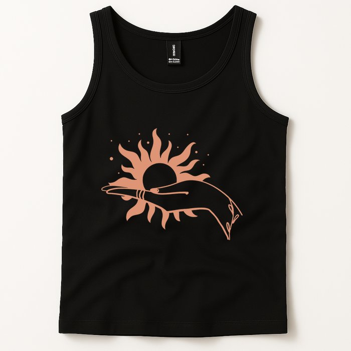 Boho Styled Open Palm Sun In Hand Tank Top