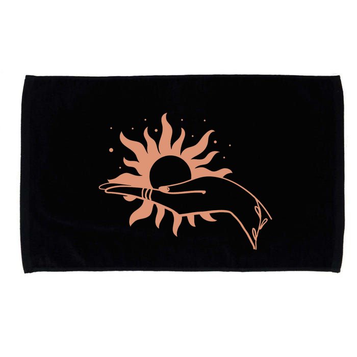 Boho Styled Open Palm Sun In Hand Microfiber Hand Towel