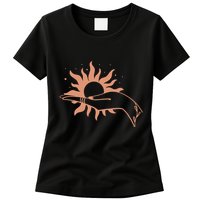 Boho Styled Open Palm Sun In Hand Womens T-Shirt