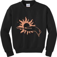 Boho Styled Open Palm Sun In Hand Kids Sweatshirt