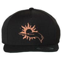 Boho Styled Open Palm Sun In Hand Wool Snapback Cap
