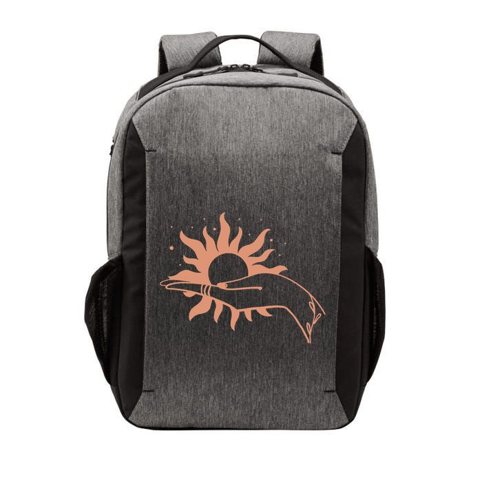 Boho Styled Open Palm Sun In Hand Vector Backpack
