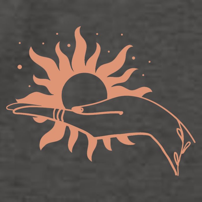 Boho Styled Open Palm Sun In Hand Vector Backpack