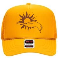 Boho Styled Open Palm Sun In Hand High Crown Mesh Back Trucker Hat