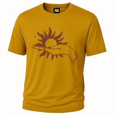 Boho Styled Open Palm Sun In Hand Cooling Performance Crew T-Shirt