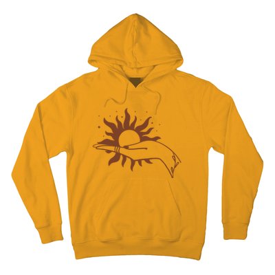 Boho Styled Open Palm Sun In Hand Hoodie