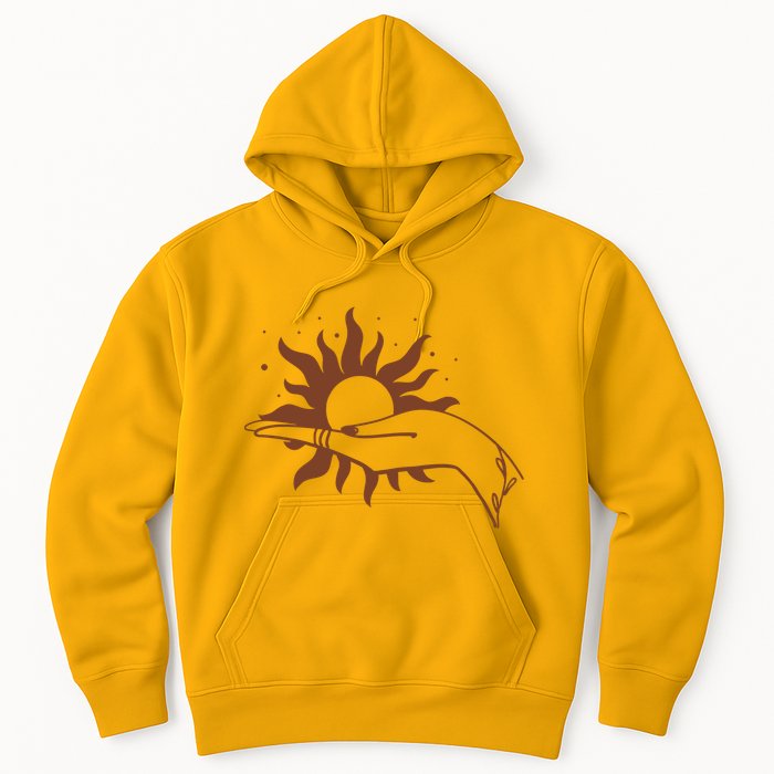 Boho Styled Open Palm Sun In Hand Hoodie