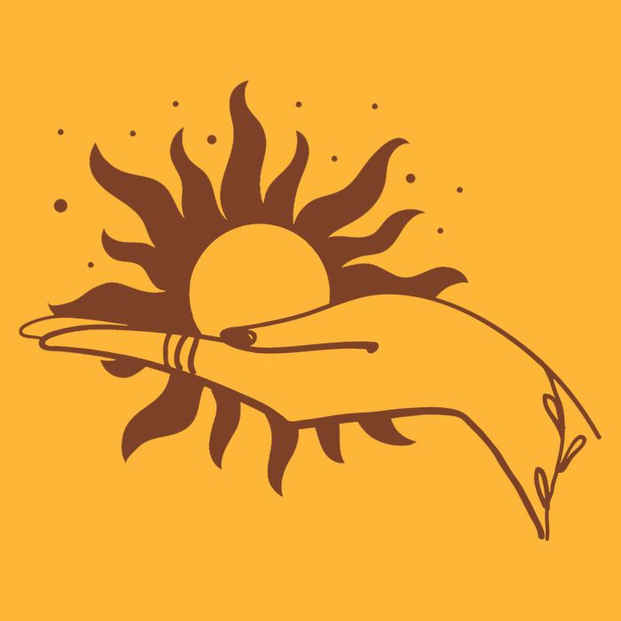 Boho Styled Open Palm Sun In Hand Hoodie