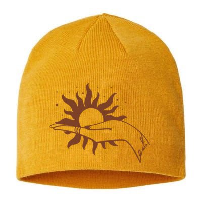 Boho Styled Open Palm Sun In Hand Sustainable Beanie
