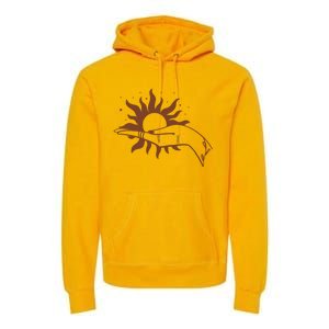 Boho Styled Open Palm Sun In Hand Premium Hoodie