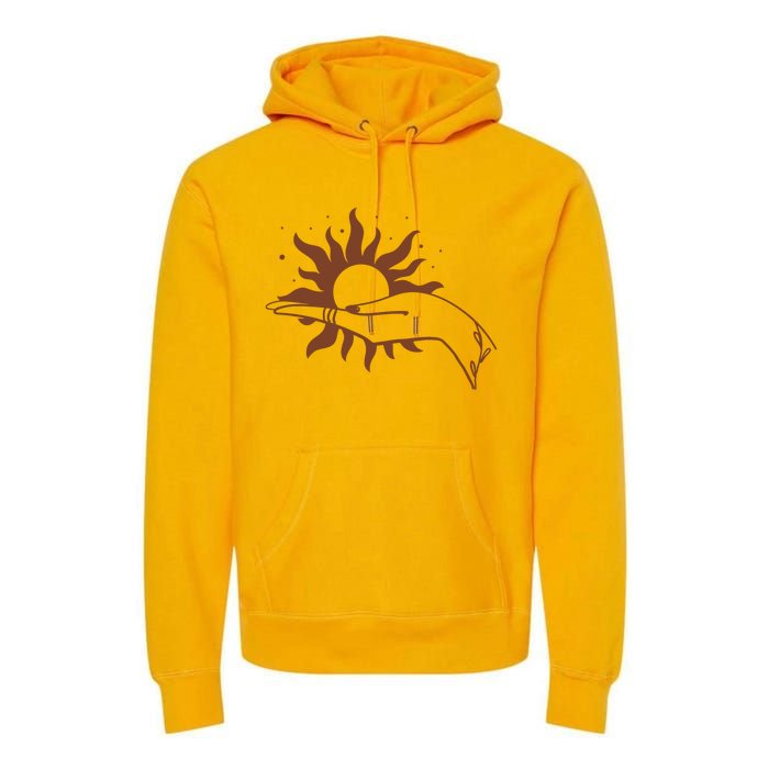 Boho Styled Open Palm Sun In Hand Premium Hoodie