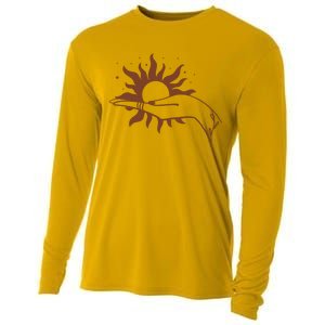 Boho Styled Open Palm Sun In Hand Cooling Performance Long Sleeve Crew