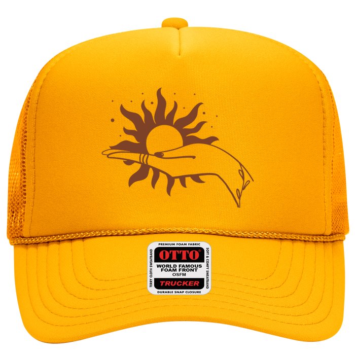 Boho Styled Open Palm Sun In Hand Hat