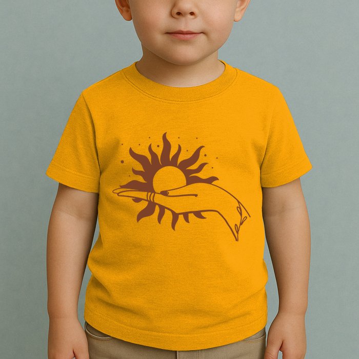 Boho Styled Open Palm Sun In Hand Toddler T-Shirt