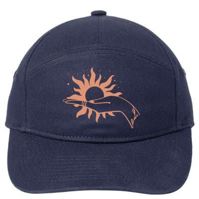 Boho Styled Open Palm Sun In Hand 7-Panel Snapback Hat