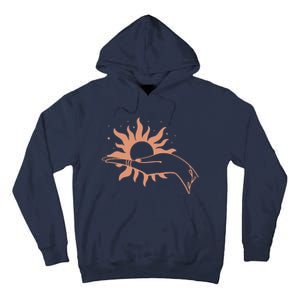 Boho Styled Open Palm Sun In Hand Tall Hoodie