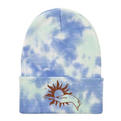 Boho Styled Open Palm Sun In Hand Tie Dye 12in Knit Beanie