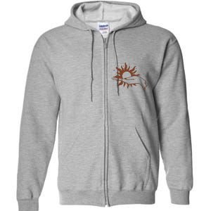 Boho Styled Open Palm Sun In Hand Full Zip Hoodie