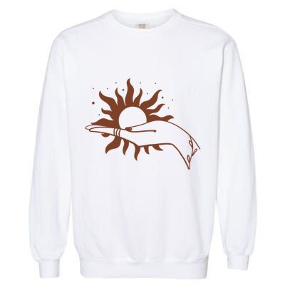 Boho Styled Open Palm Sun In Hand Garment-Dyed Sweatshirt
