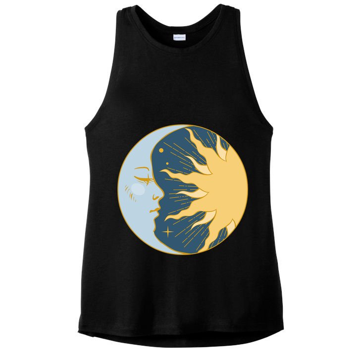 Boho Sun And Moon Ladies PosiCharge Tri-Blend Wicking Tank
