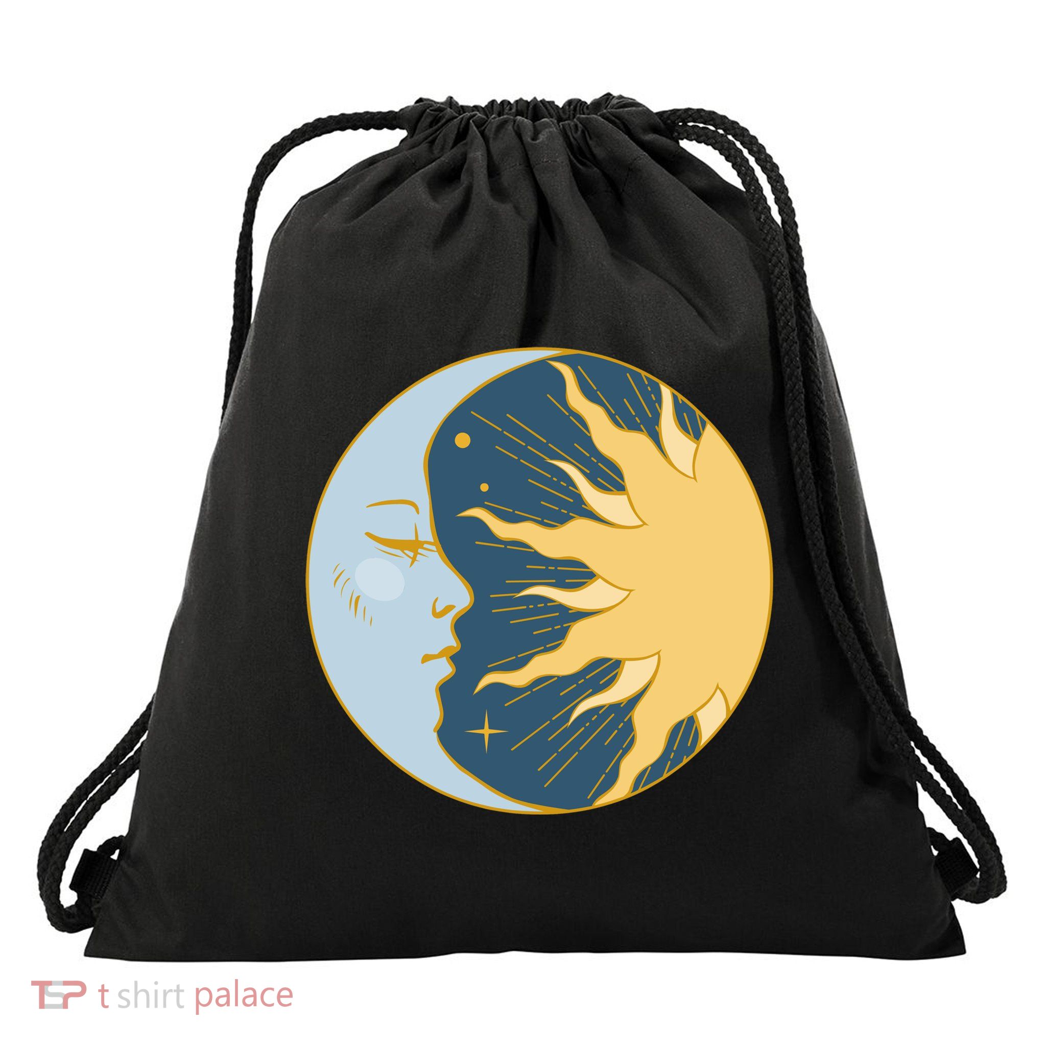 Boho Sun And Moon Drawstring Bag