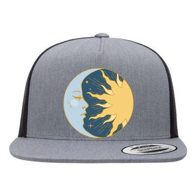 Boho Sun And Moon Flat Bill Trucker Hat