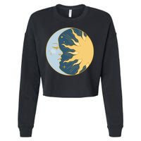Boho Sun And Moon Cropped Pullover Crew