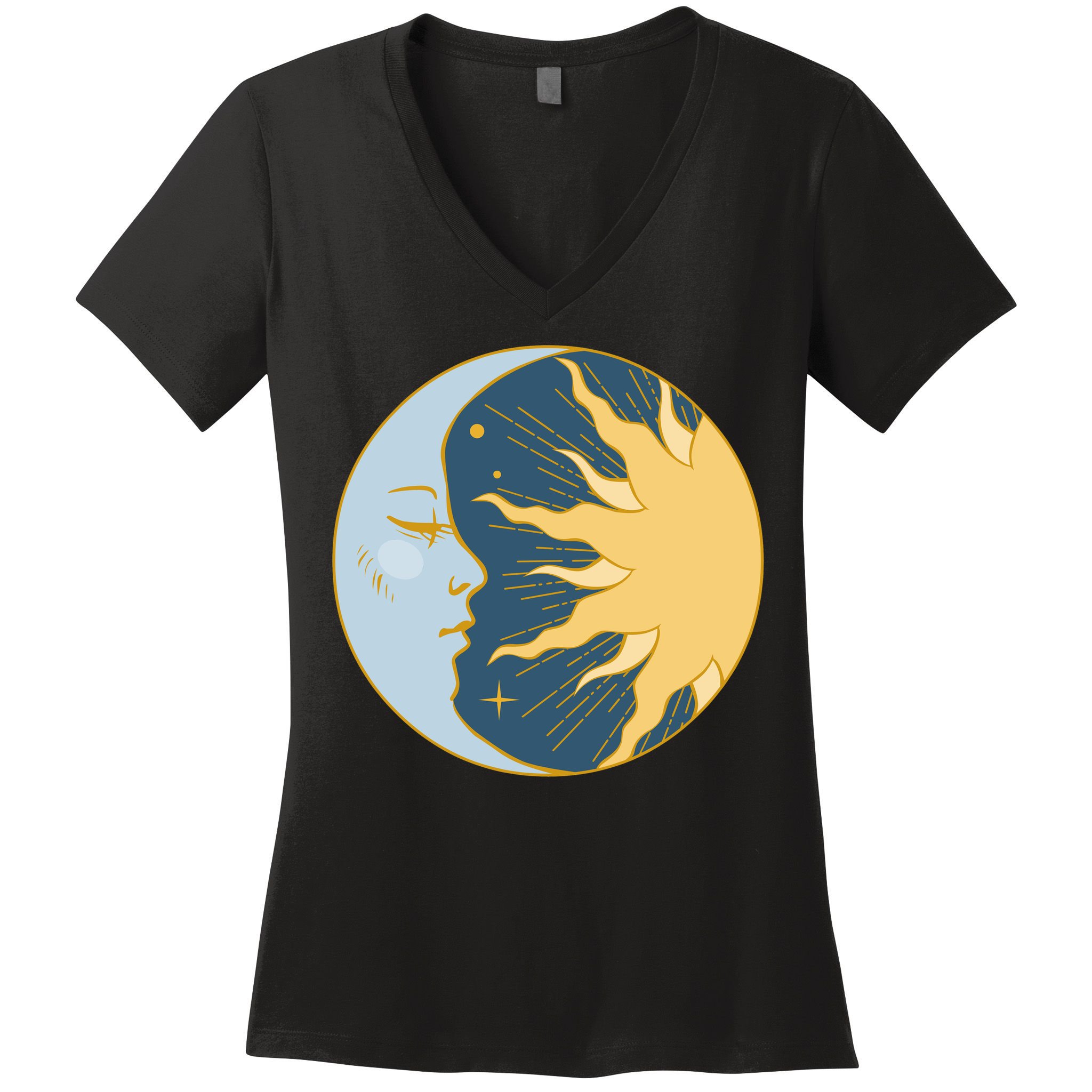 Boho Sun And Moon Women's V-Neck T-Shirt