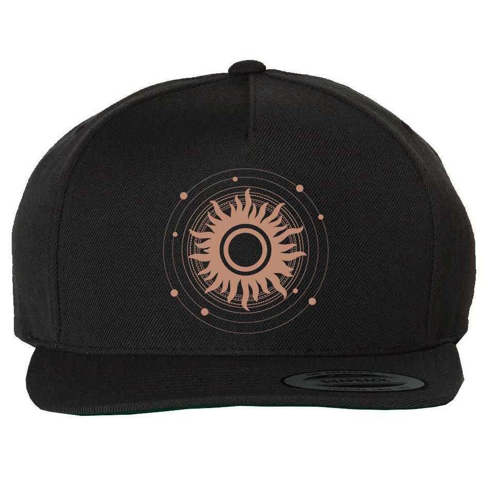 Boho Sun Illustration Wool Snapback Cap