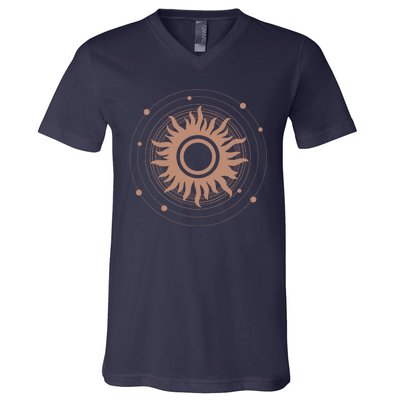 Boho Sun Illustration V-Neck T-Shirt