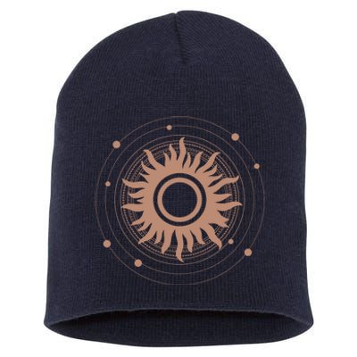 Boho Sun Illustration Short Acrylic Beanie