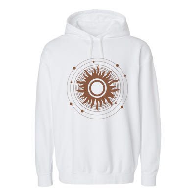 Boho Sun Illustration Garment-Dyed Fleece Hoodie