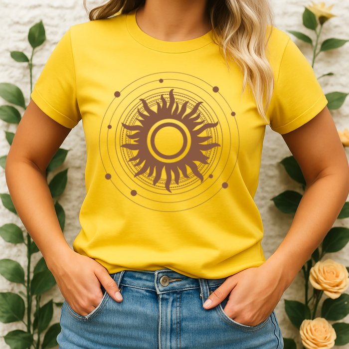 Boho Sun Illustration Womens T-Shirt