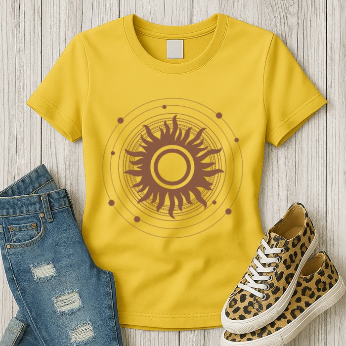 Boho Sun Illustration Womens T-Shirt