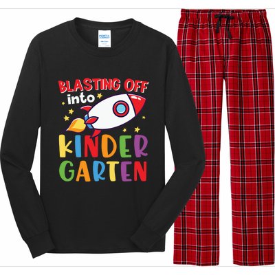 Blasting Off Into Kindergarten Rocket Cute Kindergarten Cool Gift Long Sleeve Pajama Set