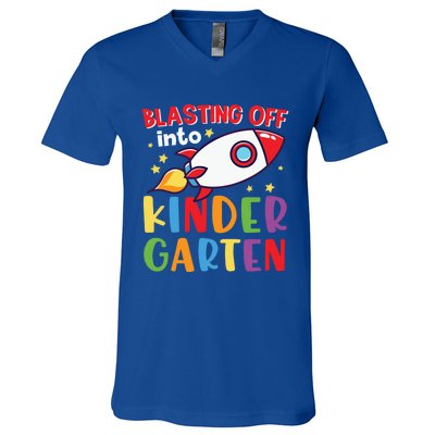 Blasting Off Into Kindergarten Rocket Cute Kindergarten Cool Gift V-Neck T-Shirt