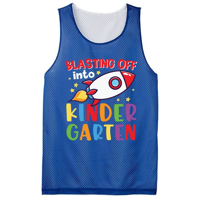 Blasting Off Into Kindergarten Rocket Cute Kindergarten Cool Gift Mesh Reversible Basketball Jersey Tank