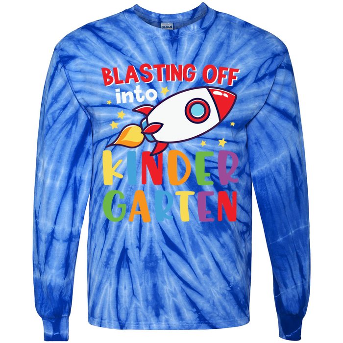 Blasting Off Into Kindergarten Rocket Cute Kindergarten Cool Gift Tie-Dye Long Sleeve Shirt