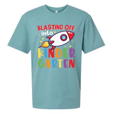 Blasting Off Into Kindergarten Rocket Cute Kindergarten Cool Gift Sueded Cloud Jersey T-Shirt