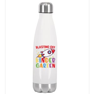 Blasting Off Into Kindergarten Rocket Cute Kindergarten Cool Gift Stainless Steel Insulated Water Bottle