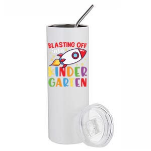 Blasting Off Into Kindergarten Rocket Cute Kindergarten Cool Gift Stainless Steel Tumbler